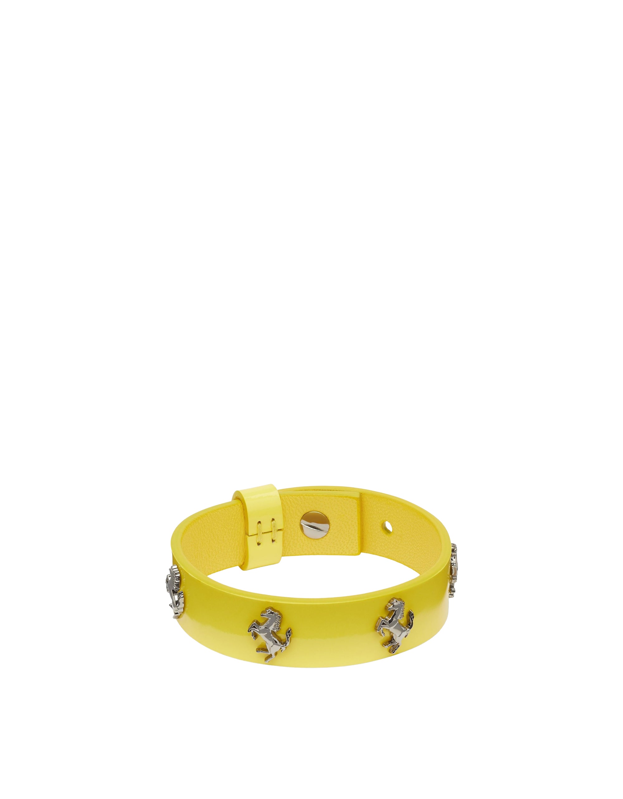 Bracelet unisexe avec clous Cheval cabré en cuir - Giallo Modena