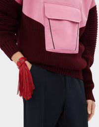 Bracelet unisexe pompom avec clous en cuir - Rosso Dino