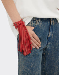 Bracelet unisexe pompom avec clous en cuir - Rosso Dino