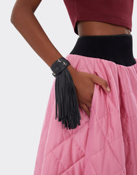Bracelet unisexe pompom avec clous en cuir - Antracite