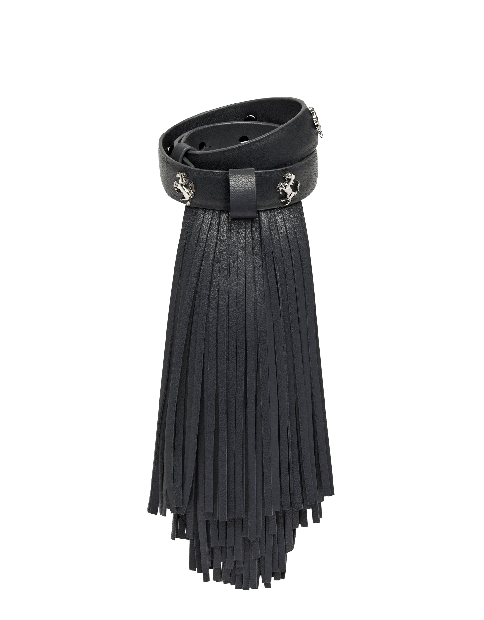 Bracelet unisexe pompom avec clous en cuir - Antracite