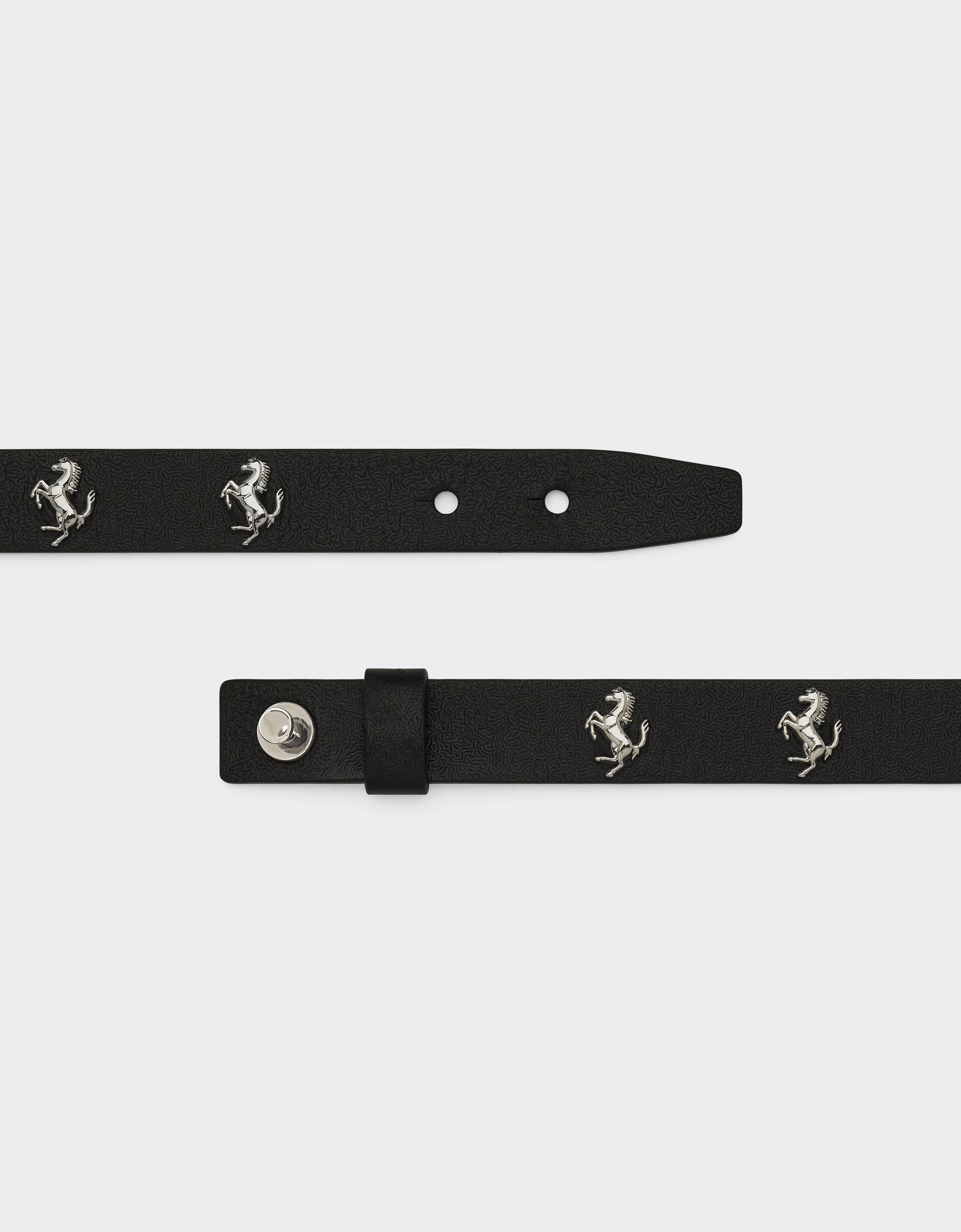 Bracelet unisexe avec clous Cheval cabré en cuir - Nero