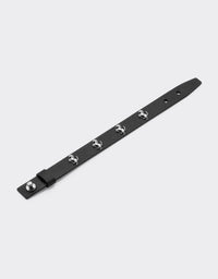 Bracelet unisexe avec clous Cheval cabré en cuir - Nero