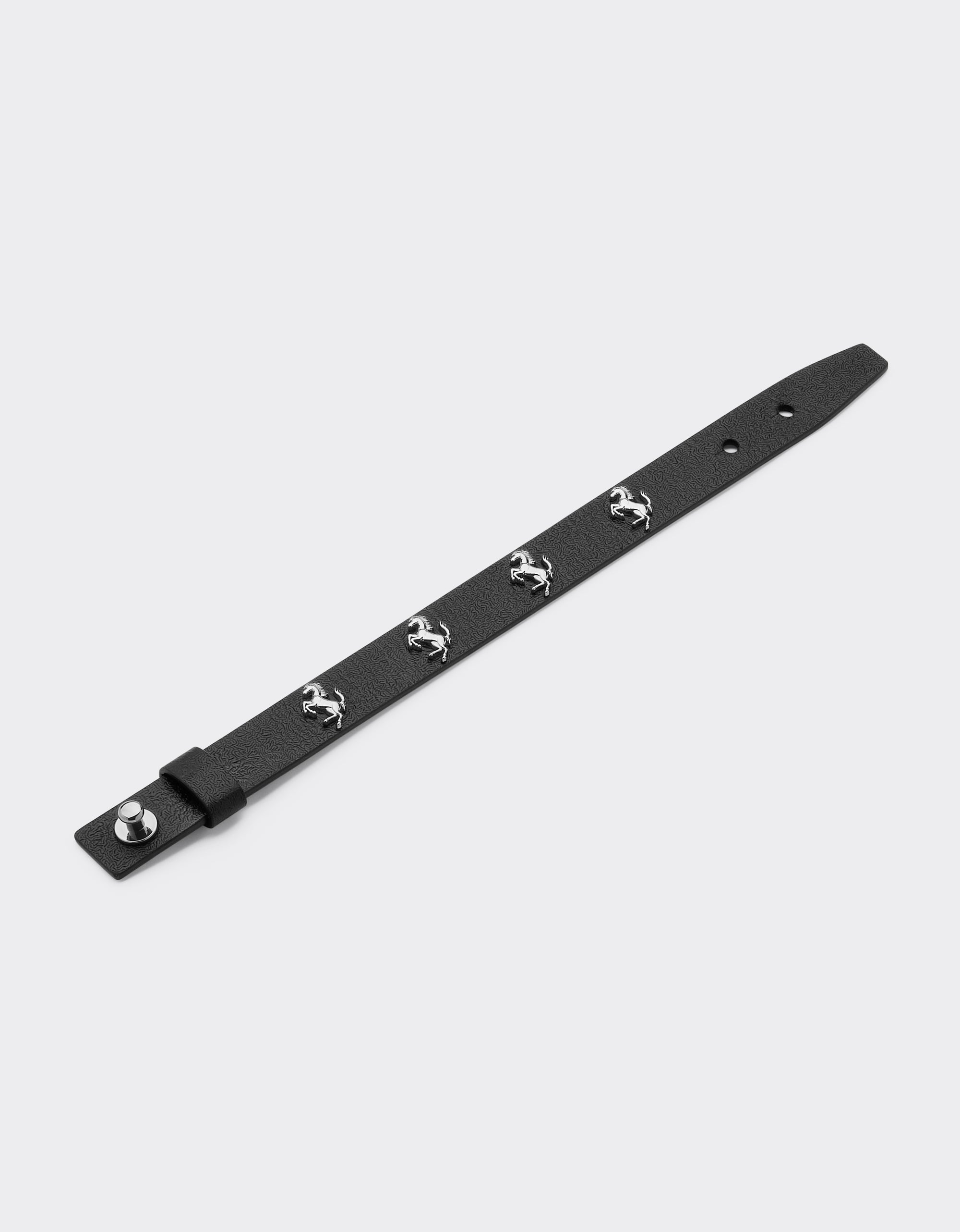 Bracelet unisexe avec clous Cheval cabré en cuir - Nero