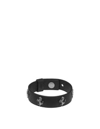 Bracelet unisexe avec clous Cheval cabré en cuir - Nero