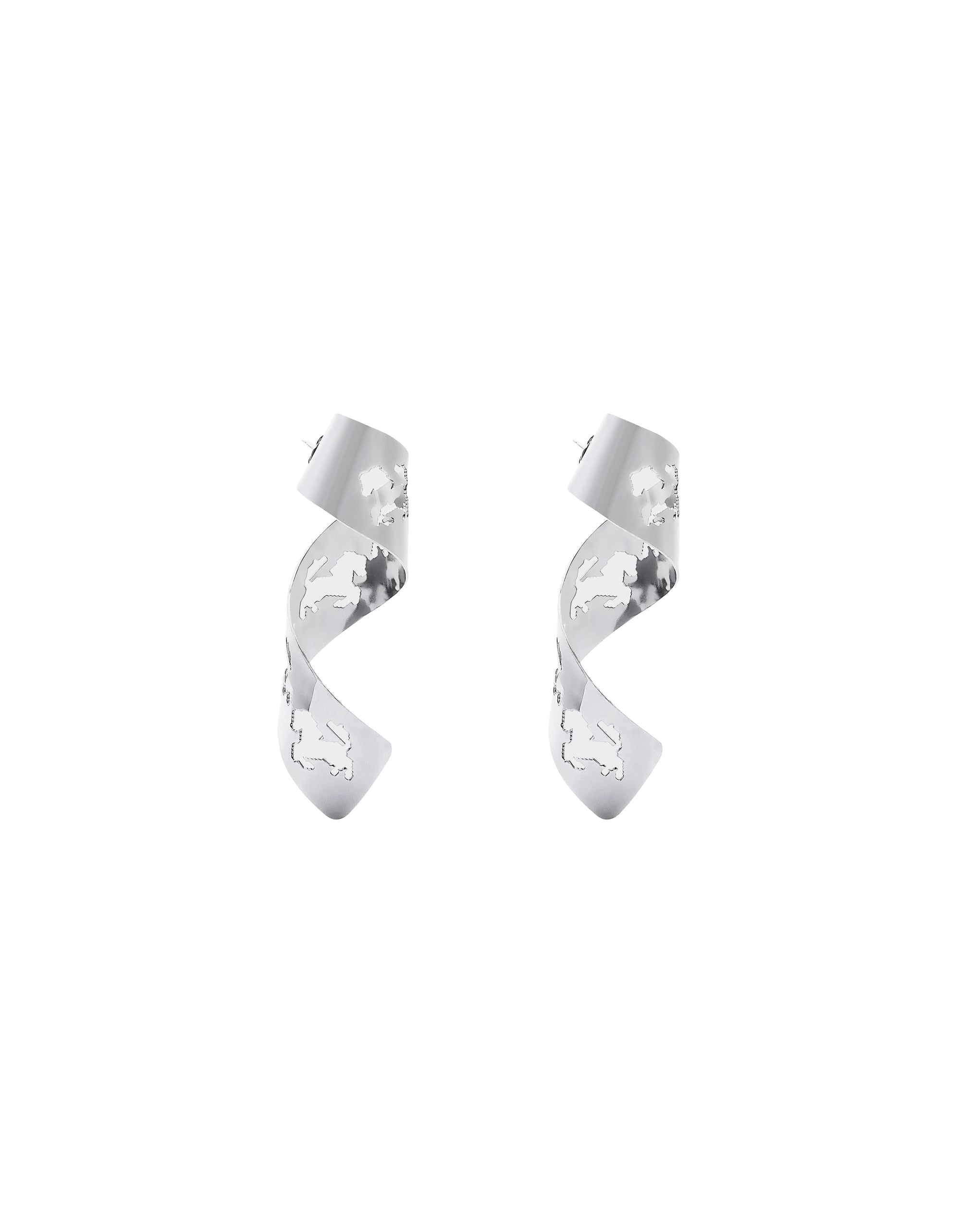 Boucles d’oreilles avec découpe Cheval cabré en laiton - Charcoal