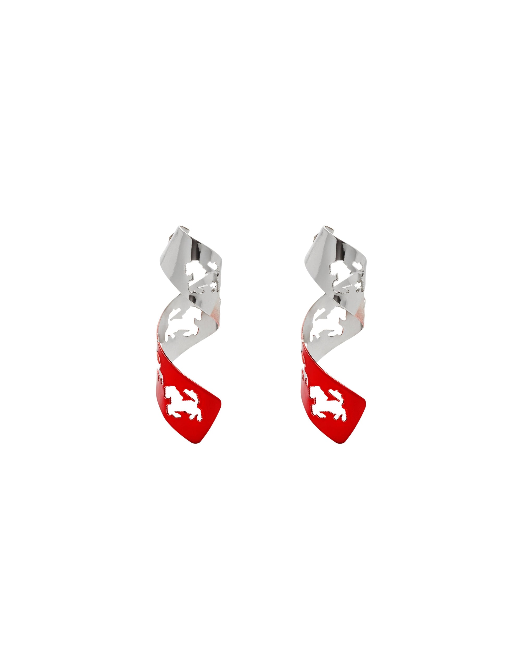 Boucles d’oreilles avec découpe Cheval cabré en laiton - Rosso Dino