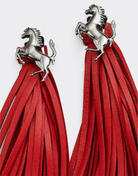 Boucles d’oreilles pompom avec Cheval cabré en laiton - Rosso Dino
