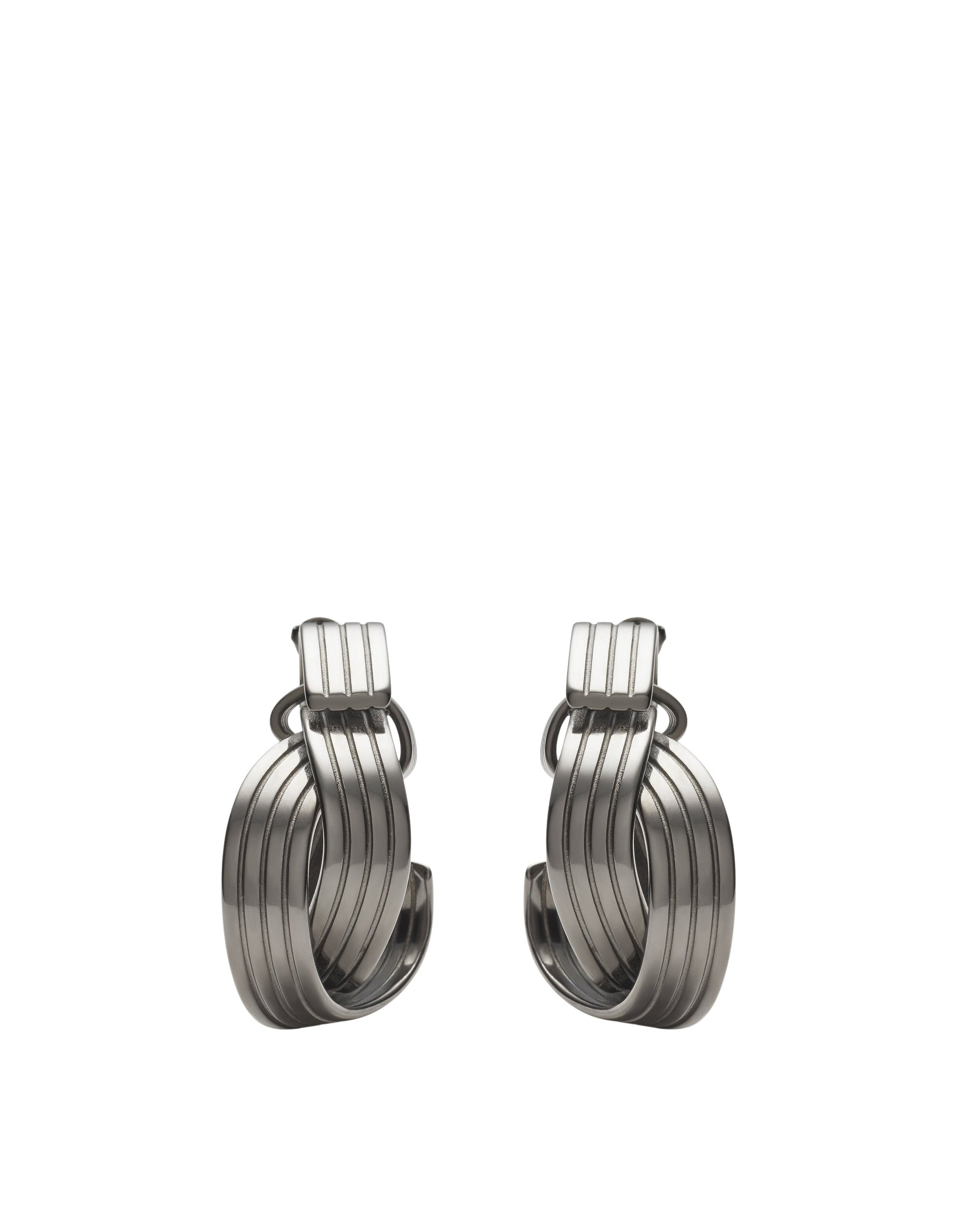 Créoles avec motif circuit en laiton - Charcoal