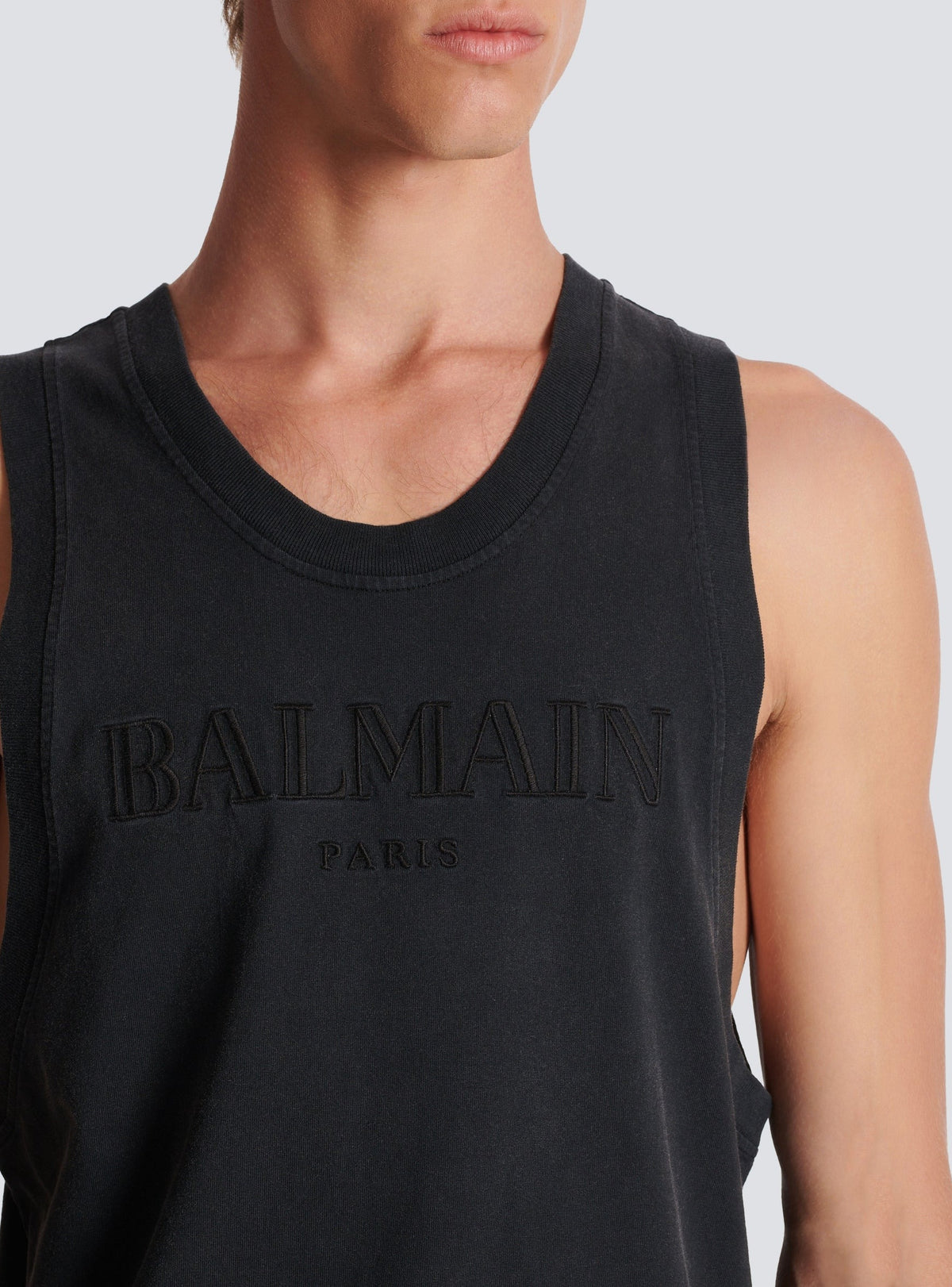 Débardeur brodé Balmain Vintage - Gris & Gris