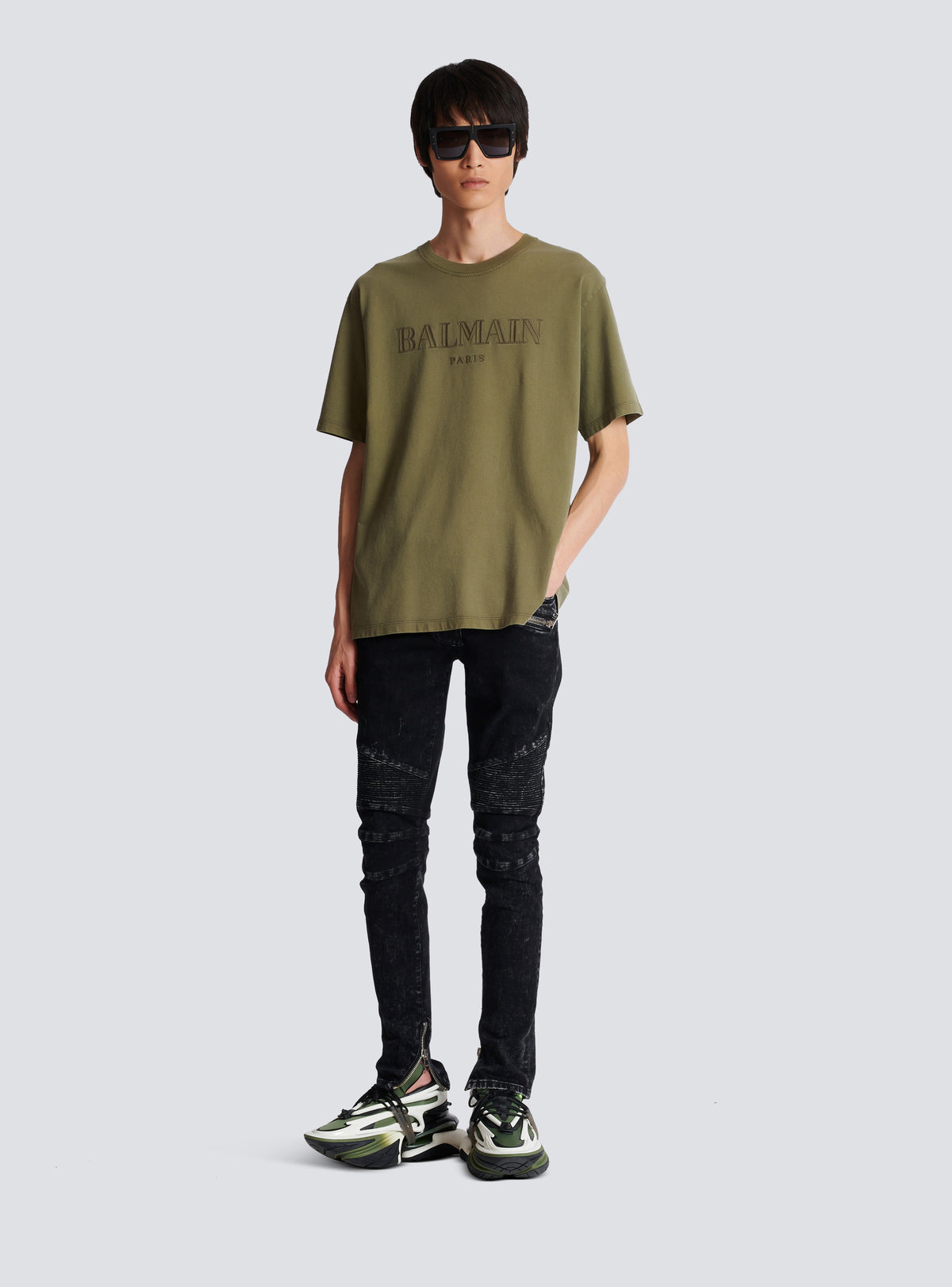 T-shirt brodé balmain vintage - Kaki & Kaki