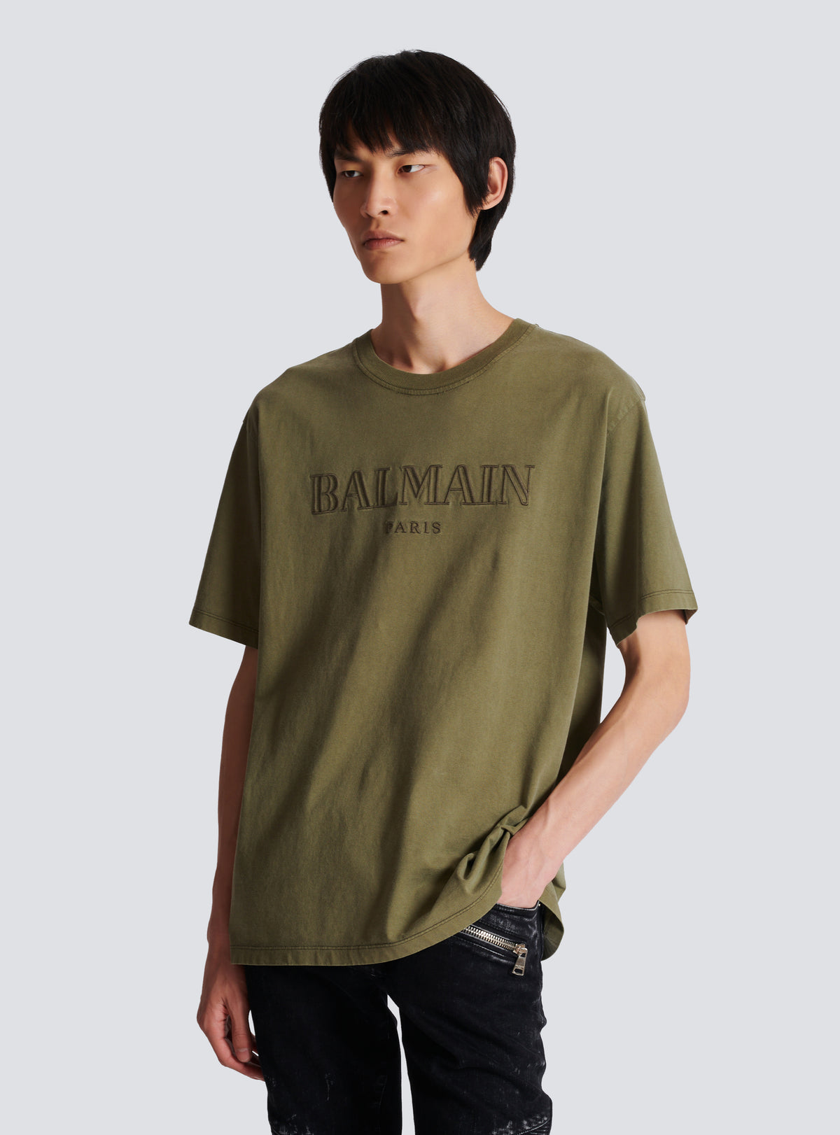 T-shirt brodé balmain vintage - Kaki & Kaki