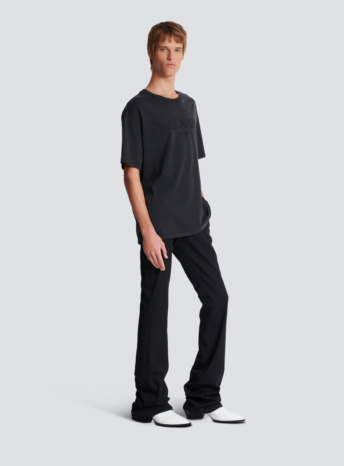 T-shirt brodé balmain vintage - Gris & Gris