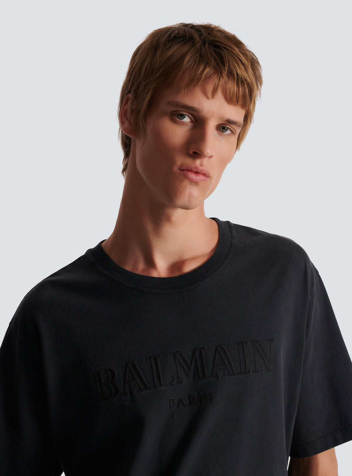 T-shirt brodé balmain vintage - Gris & Gris
