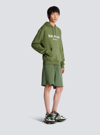 Sweat à capuche imprimé balmain - Kaki & Blanc