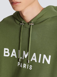 Printed hoodie - Khaki & White