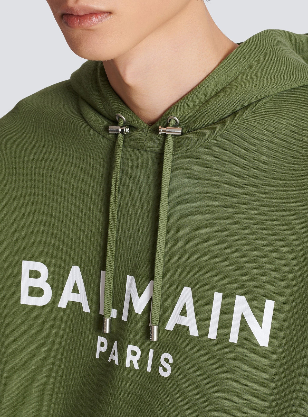 Printed hoodie - Khaki & White