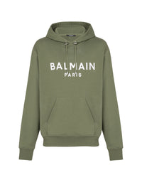 Printed hoodie - Khaki & White
