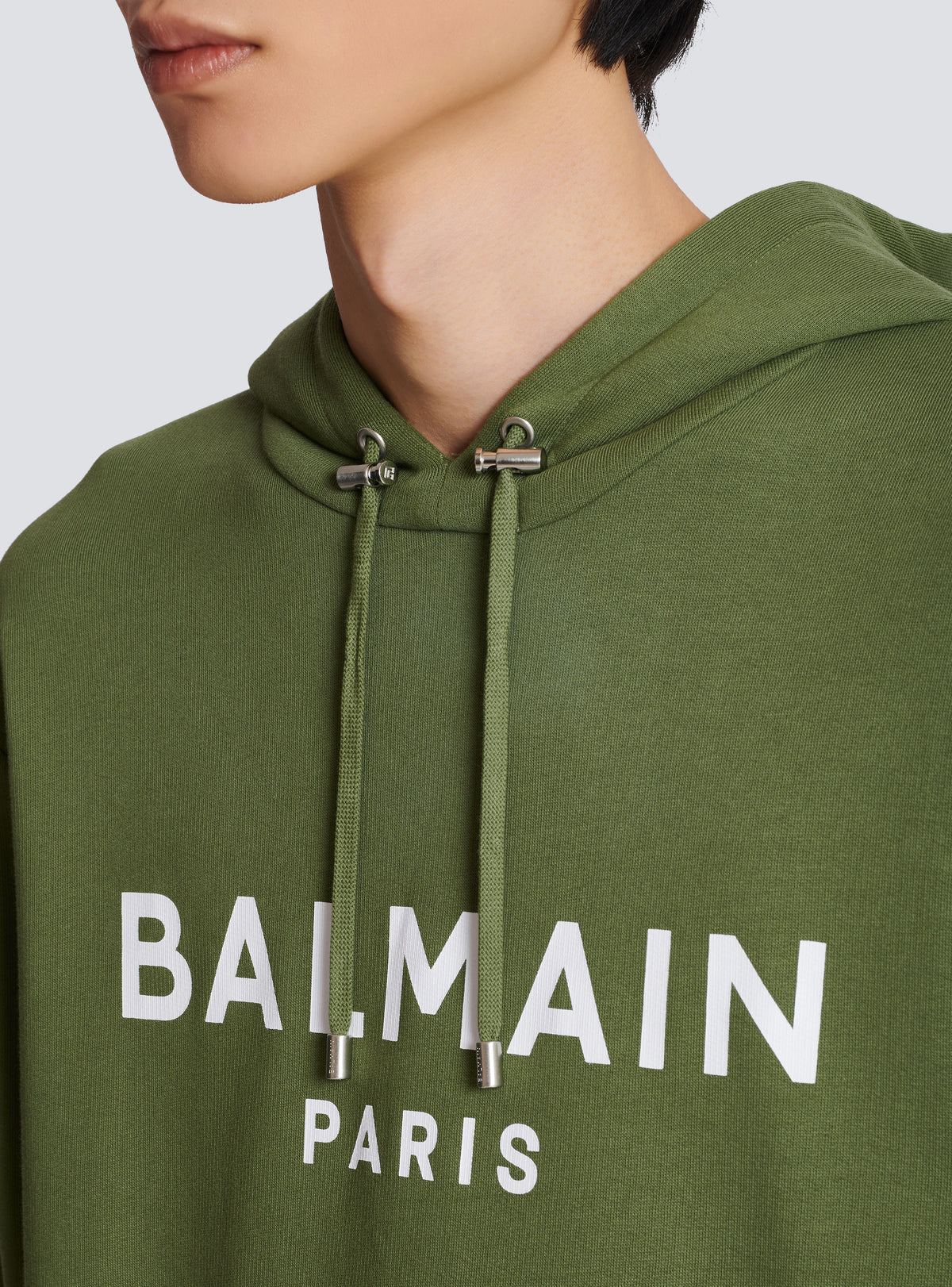 Sweat à capuche imprimé balmain - Kaki & Blanc