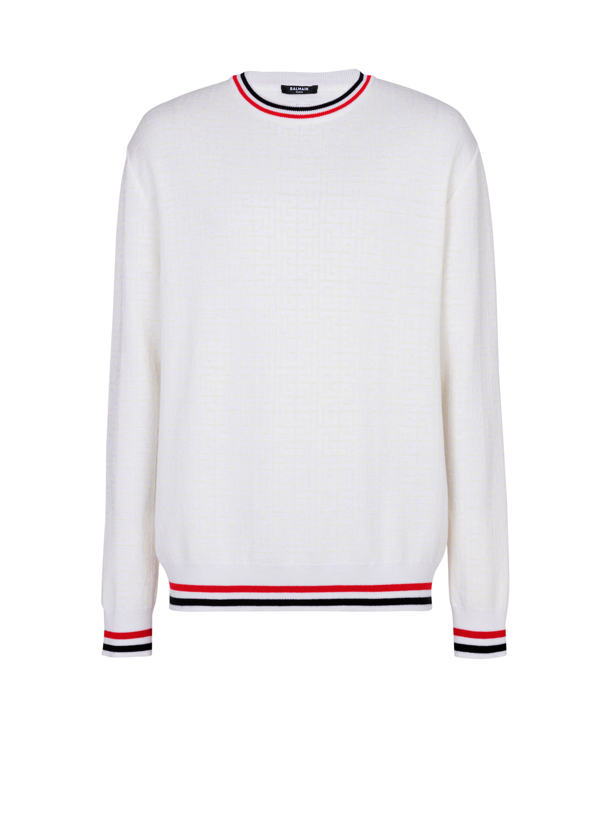 Pull Monogramme en laine et lin - Blanc & Noir & Rouge