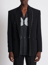 Veste col châle en crêpe à strass - Noir