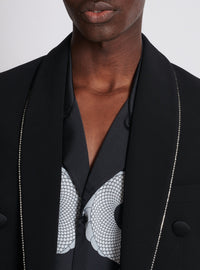Veste col châle en crêpe à strass - Noir