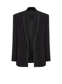 Veste col châle en crêpe à strass - Noir
