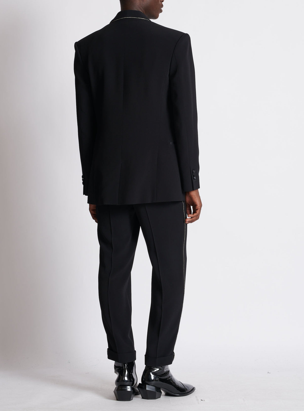 Veste col châle en crêpe à strass - Noir