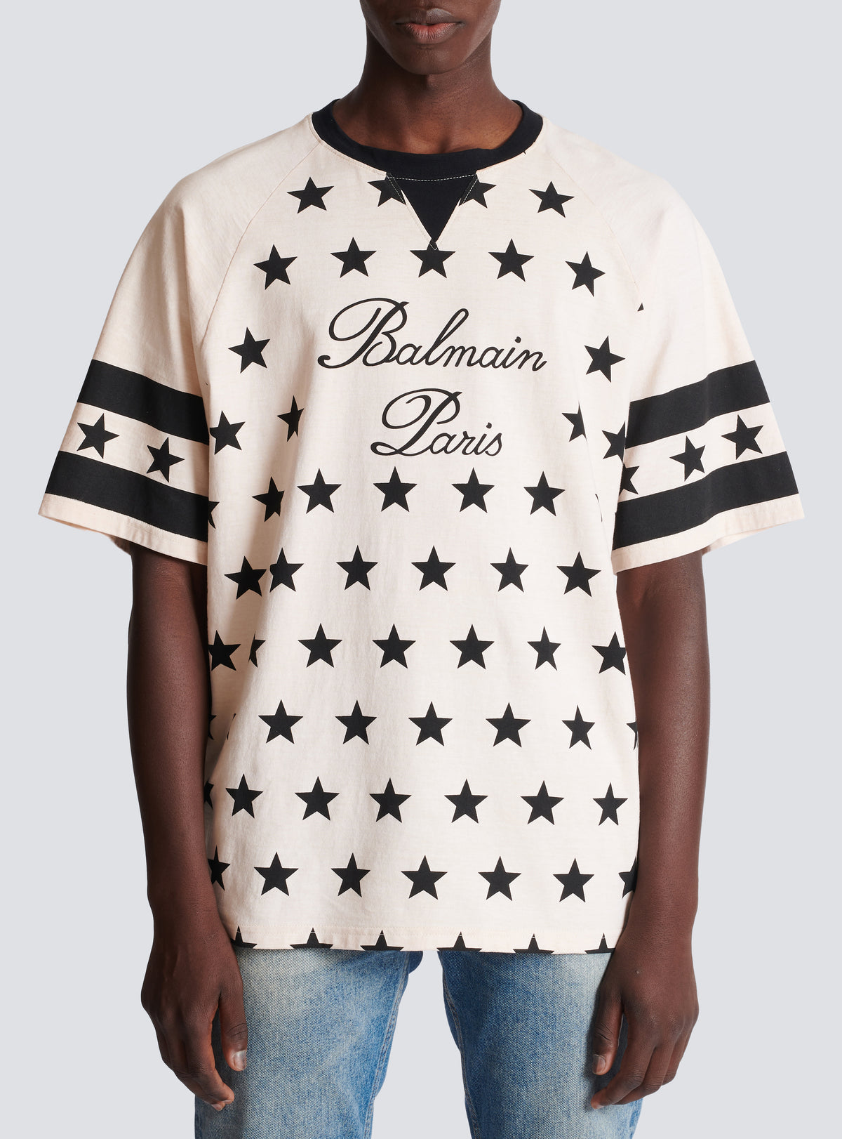 T-shirt balmain signature étoiles - Blanc