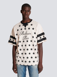 T-shirt balmain signature étoiles - Blanc