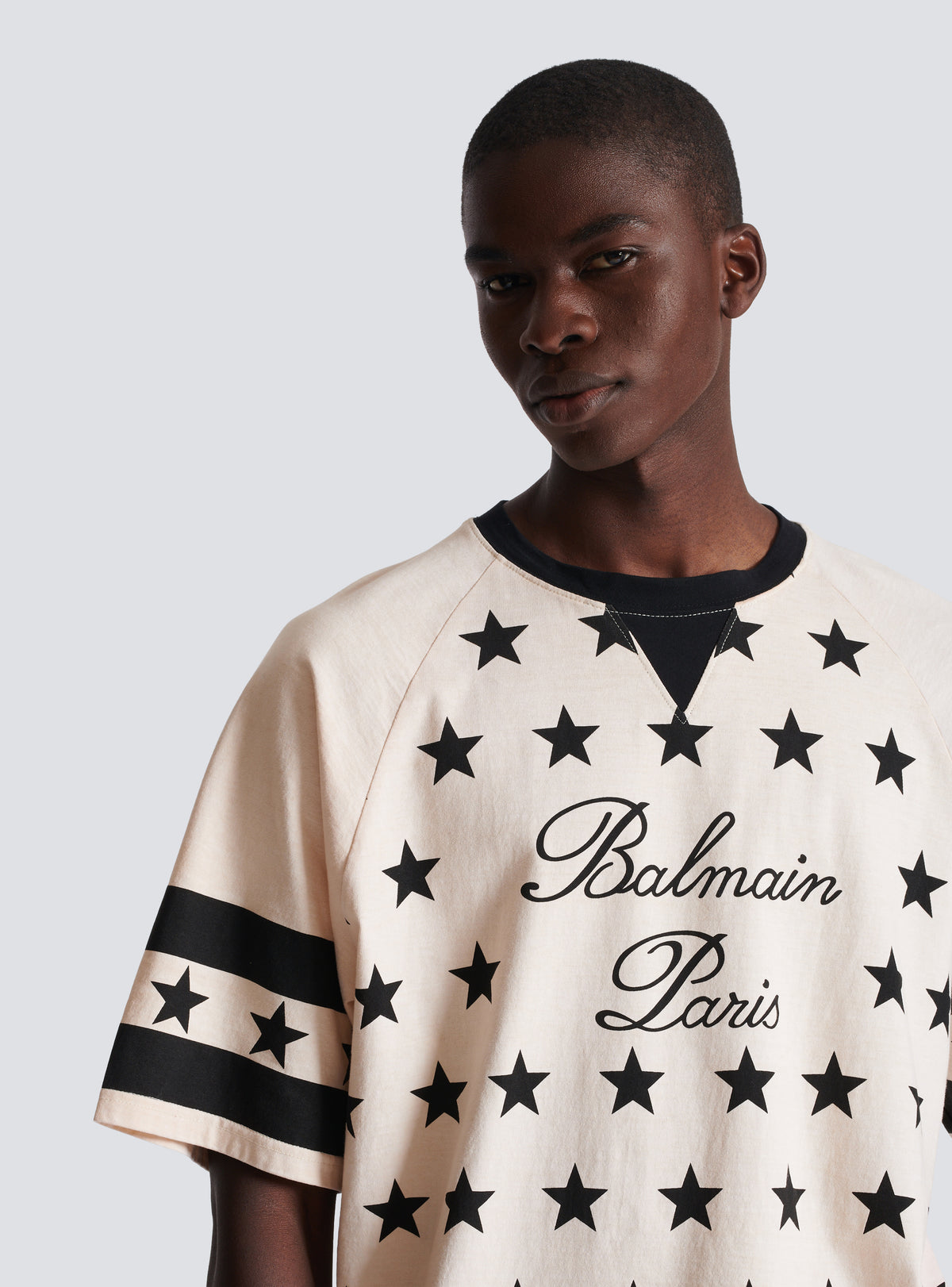 T-shirt balmain signature étoiles - Blanc