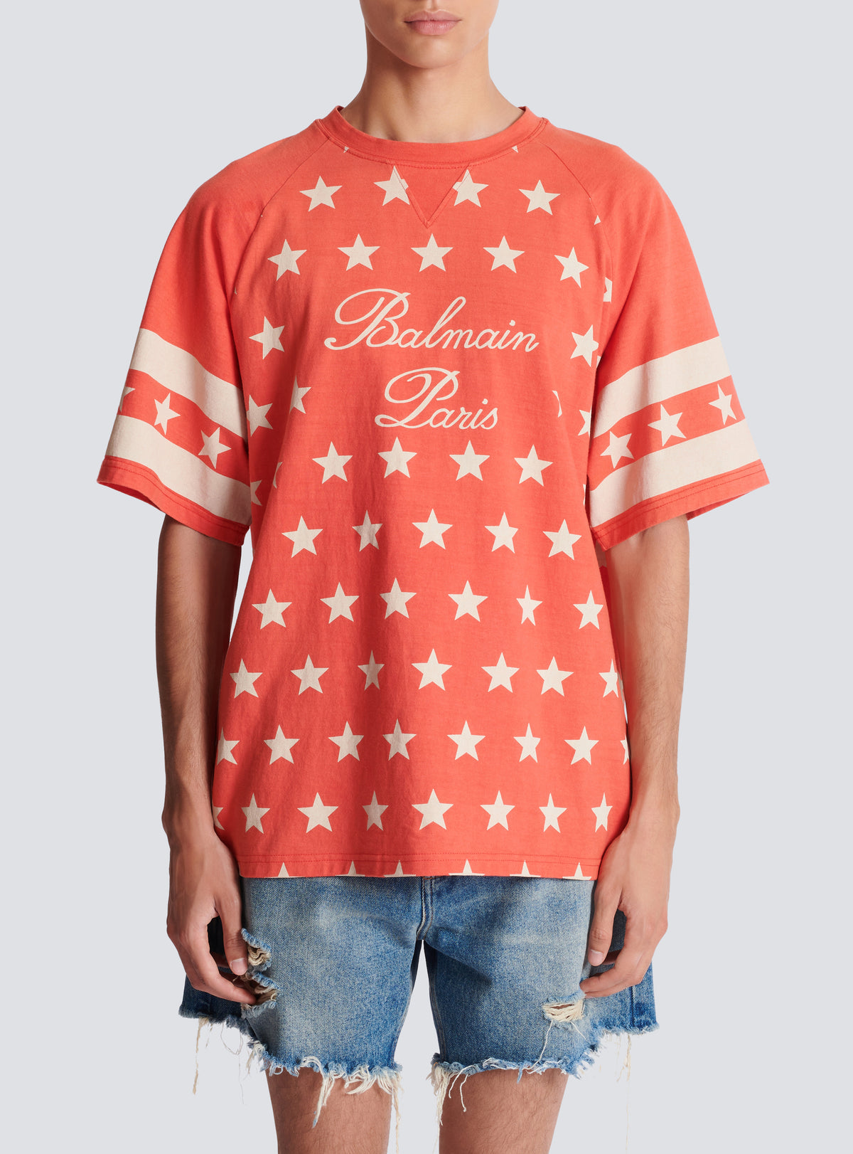 T-shirt balmain signature étoiles - Coquelicot & Crème