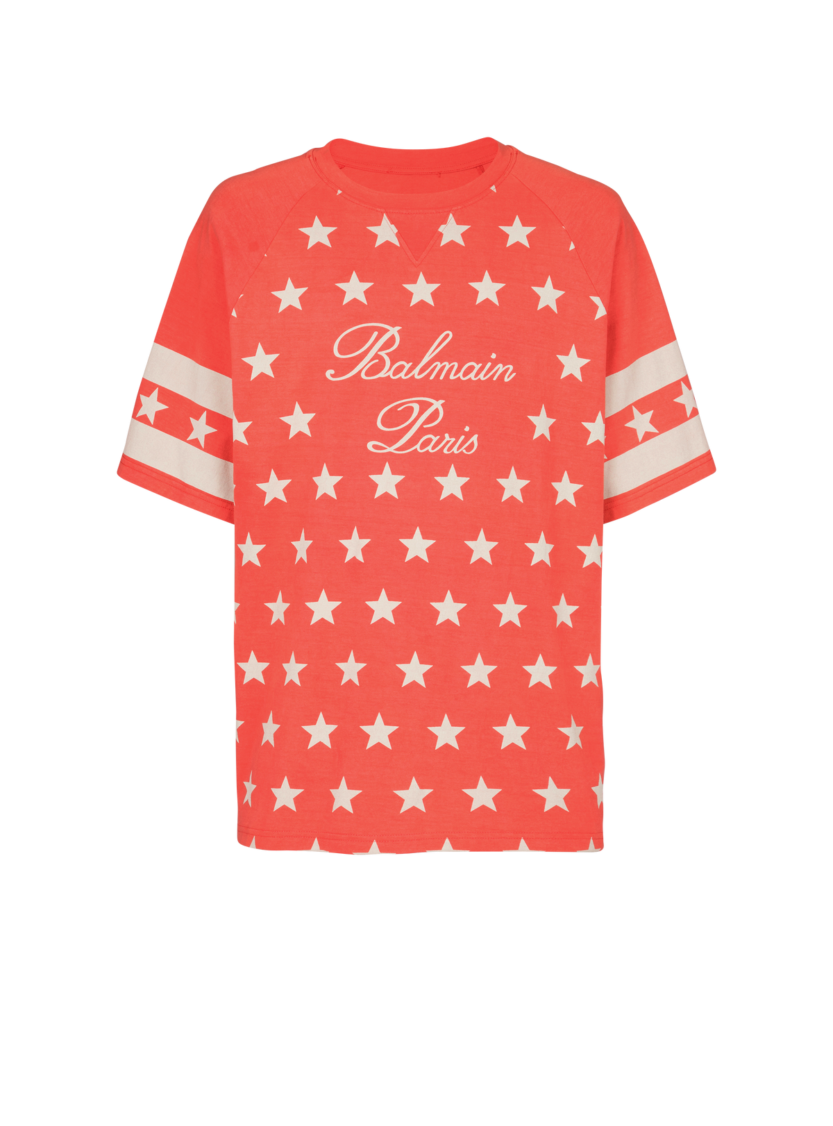 T-shirt balmain signature étoiles - Coquelicot & Crème