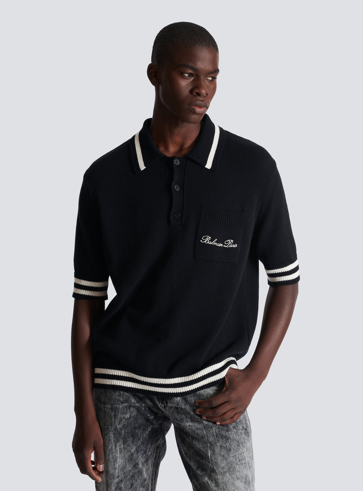 Polo balmain signature - Noir & Naturel