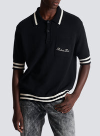 Polo à logo en maille - Noir & Naturel