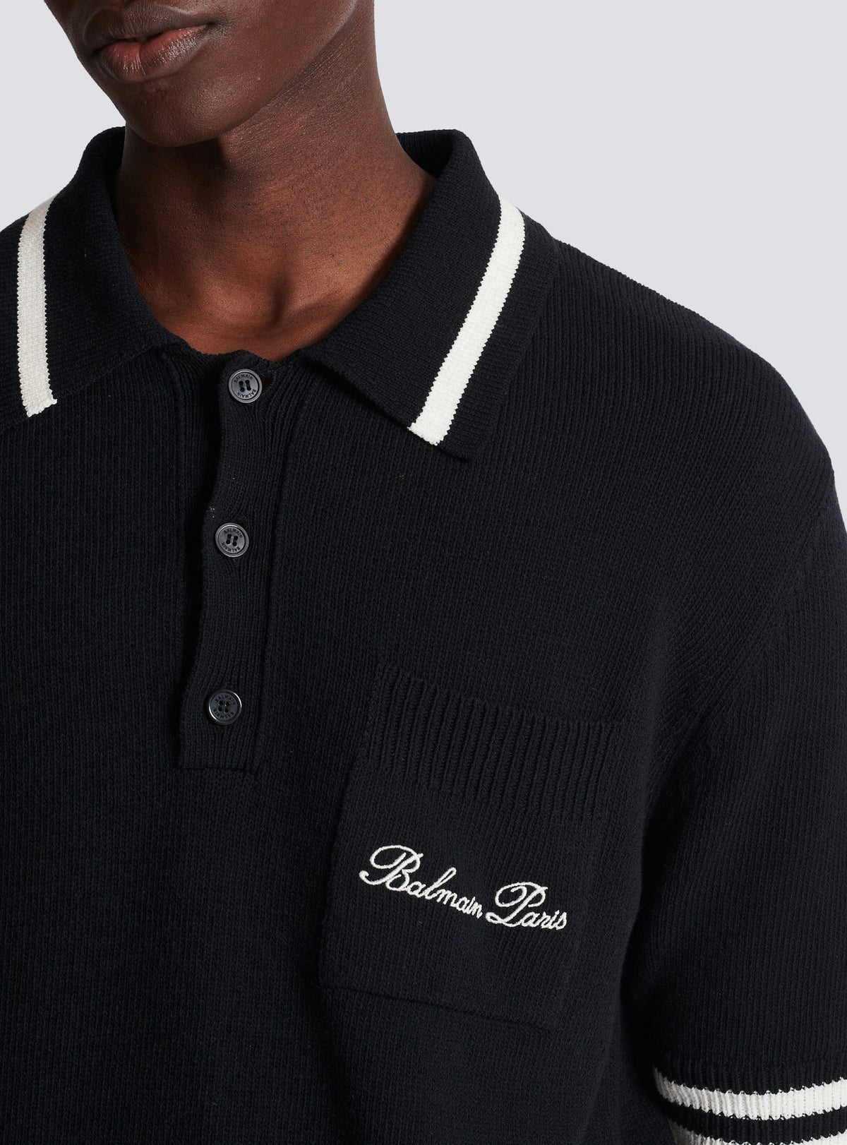 Polo à logo en maille - Noir & Naturel