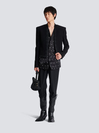 Chemise en soie brodée avec étoiles - Noir & Vieil Argent