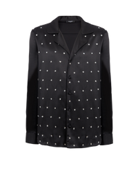 Chemise en soie brodée avec étoiles - Noir & Vieil Argent