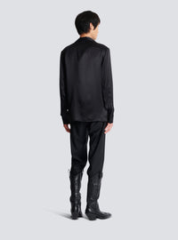 Chemise en soie brodée avec étoiles - Noir & Vieil Argent