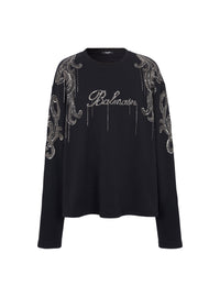 Sweatshirt embroidered with chains - Black & Antique Silver
