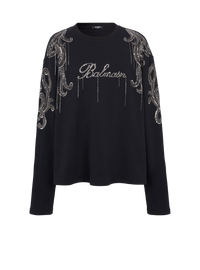 Sweat-shirt balmain signature brodé de chaînes - Noir & Vieil Argent