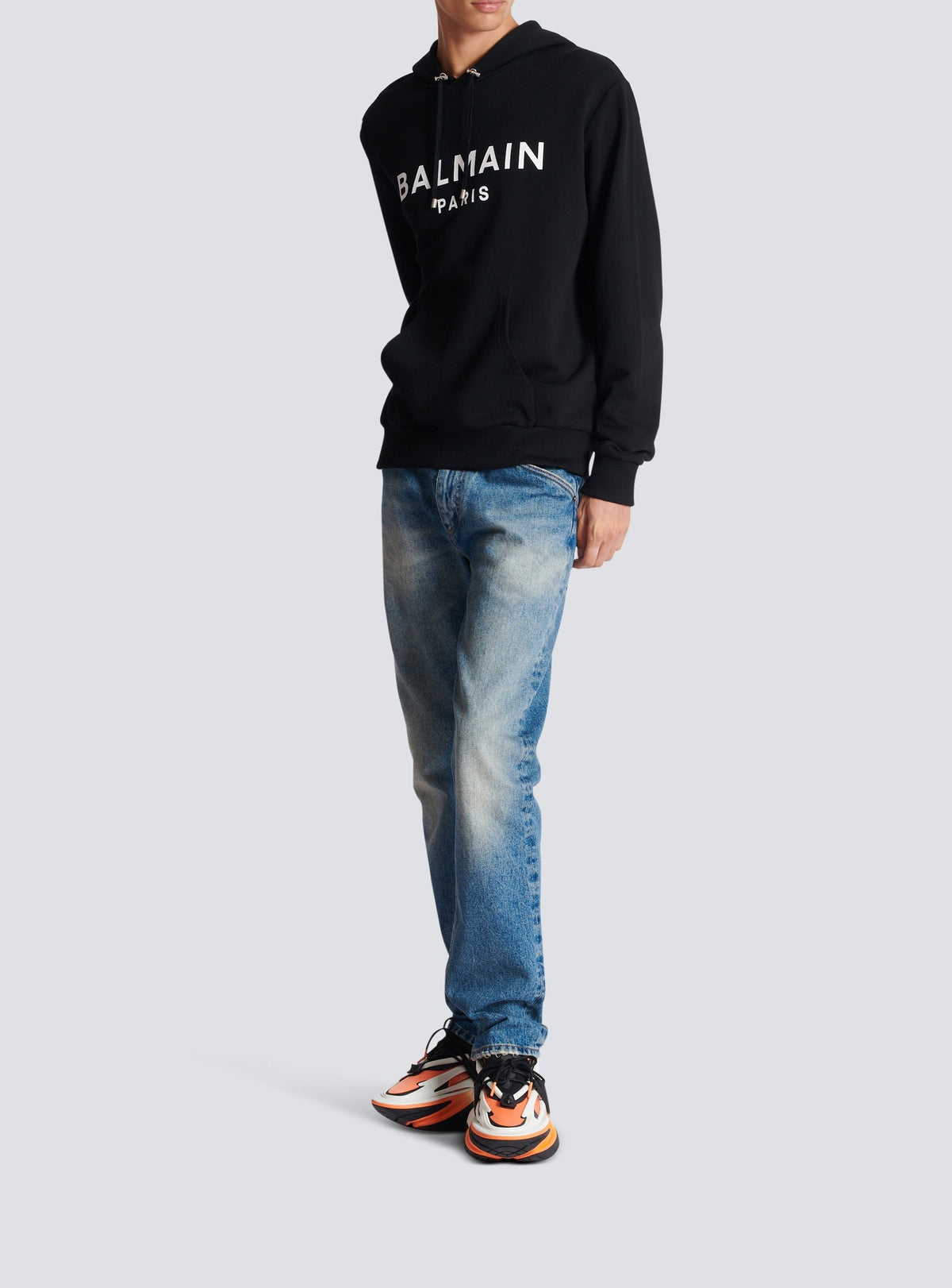 Sweat à capuche imprimé Balmain Paris - Noir & Blanc