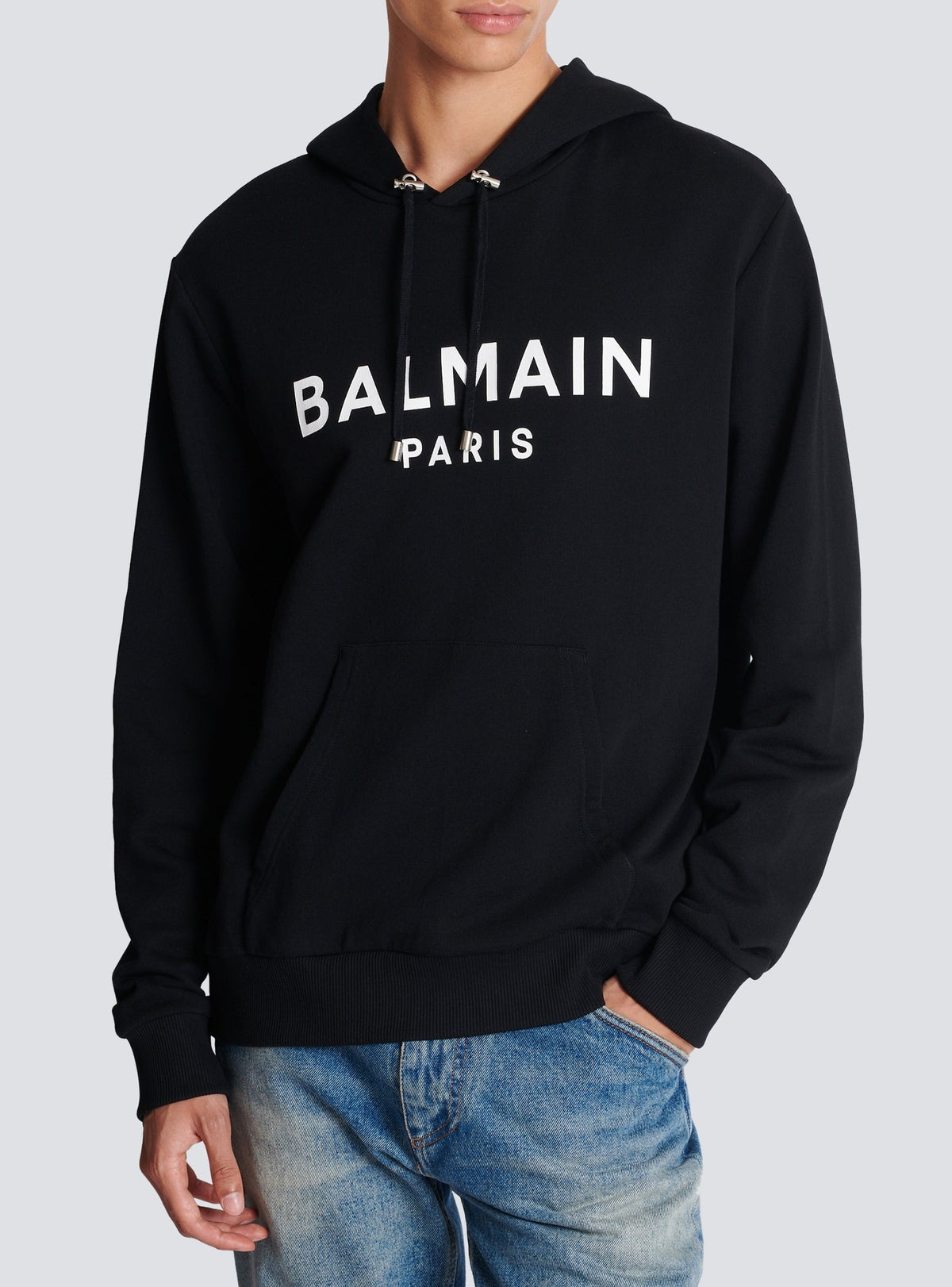 Sweat à capuche imprimé Balmain Paris - Noir & Blanc