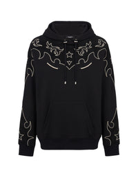 Sweat baroque en jersey et suedine - Noir & Noir