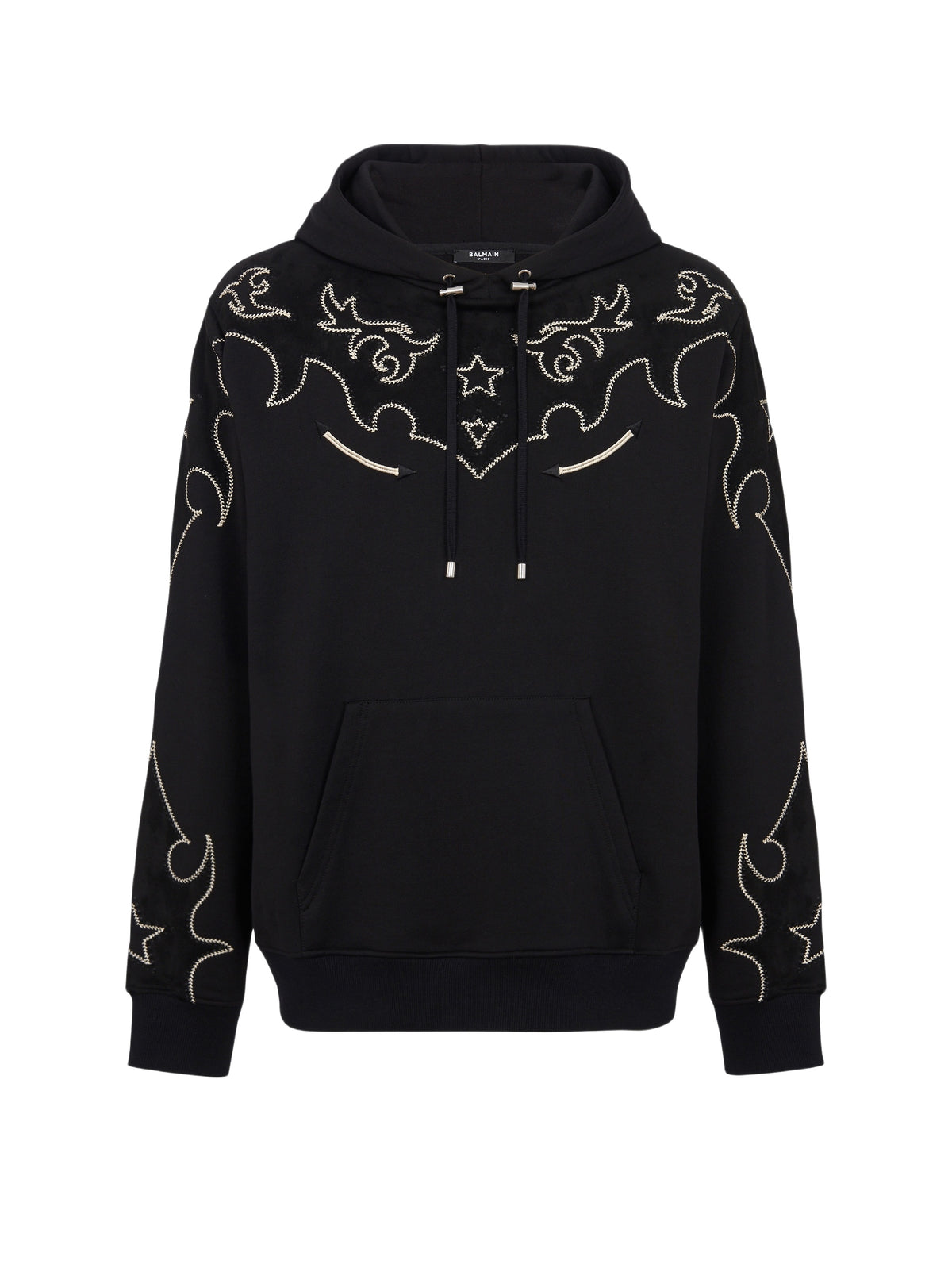 Sweat baroque en jersey et suedine - Noir & Noir