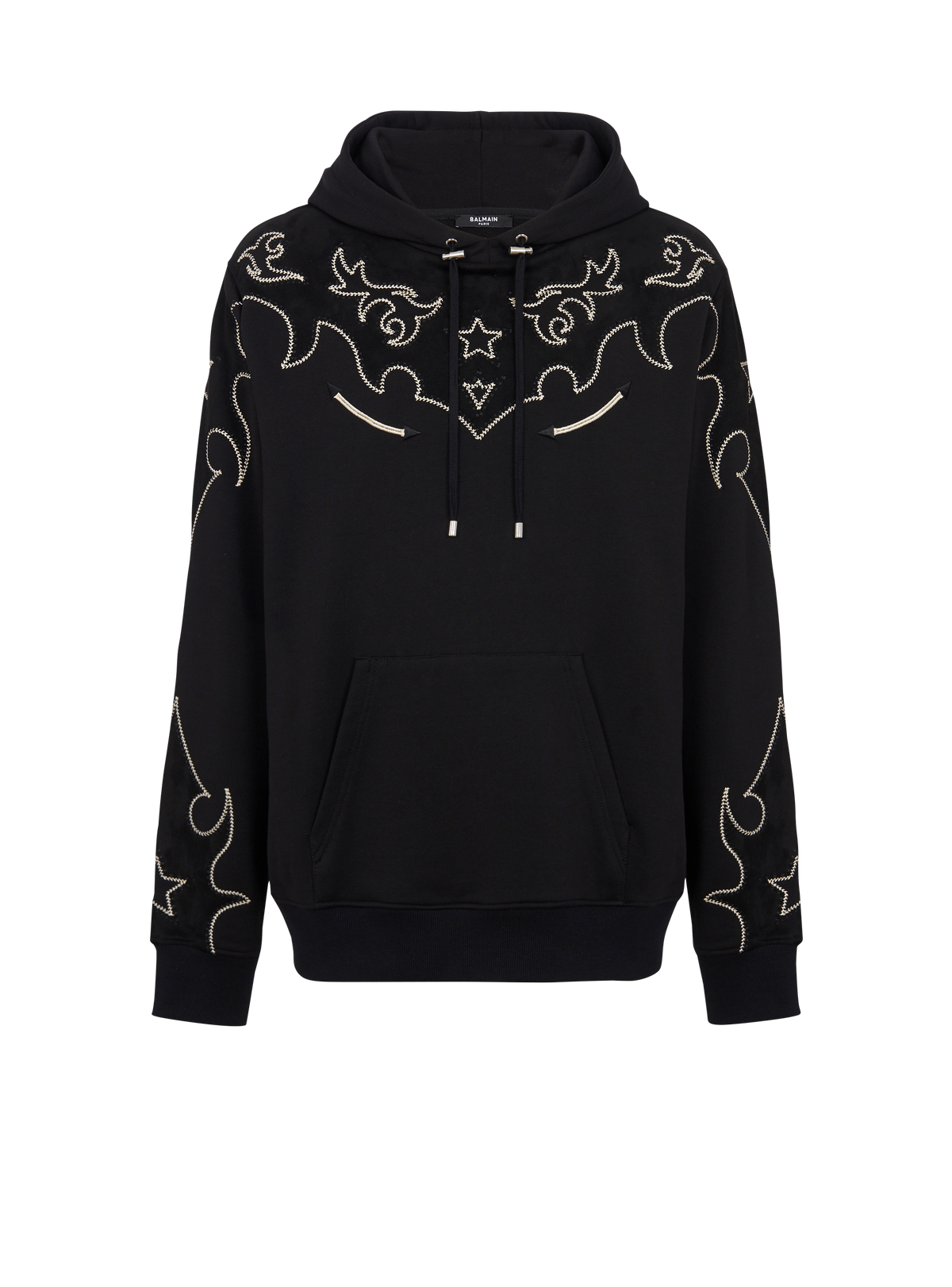 Sweat baroque en jersey et suedine - Noir & Noir