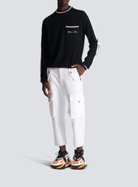 Wool crew-neck sweater - Black & Natural