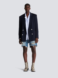 Short unisexe en denim vintage blue wash - Bleu Jean