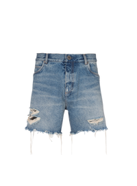 Short unisexe en denim vintage blue wash - Bleu Jean