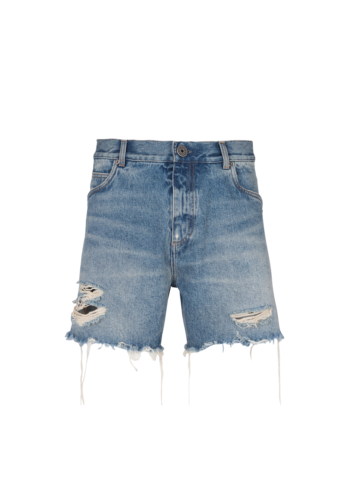 Short unisexe en denim vintage blue wash - Bleu Jean
